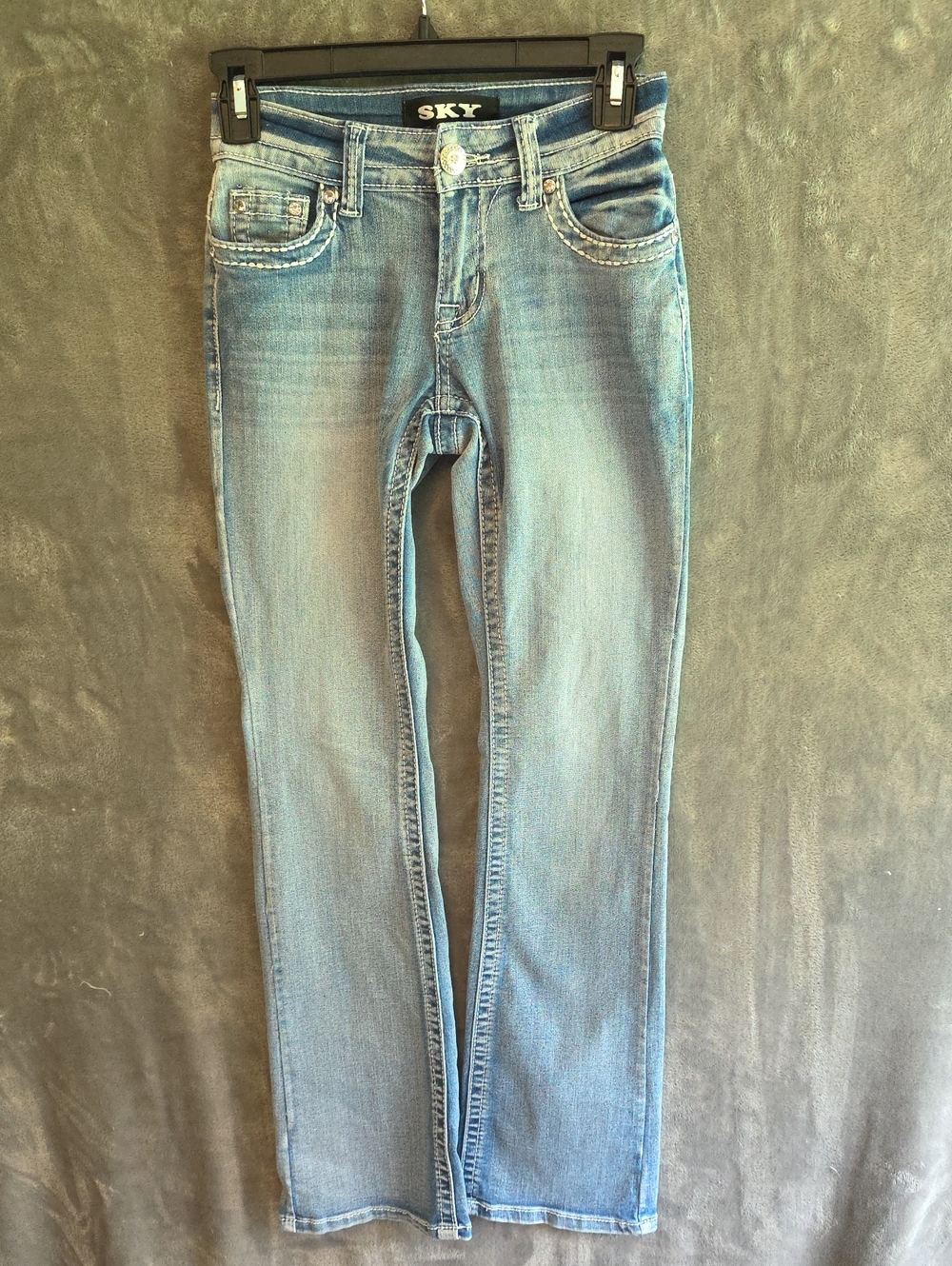 Sky Light Blue Slim Straight Jeans. Size 00